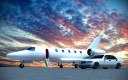 Aereo ed automobile royalty illustrazione gratis Aereo ed automobile royalty illustrazione gratis