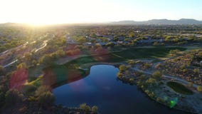 Aerial Arizona Golf Course with Lens Flare