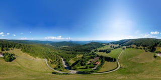 Aerial Drone 360-degree Panoramic View Of Vosges Mountains. Alsace Royalty Free Stock Photography
