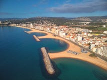 Aerial drone picture from small village Sant Antoni de Calonge from Spain, in Costa Brava royalty free stock images Aerial drone picture from small village Sant Antoni de Calonge from Spain, in Costa Brava royalty free stock images