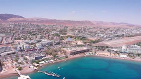 Aerial footage of Eilat city and Shoreline