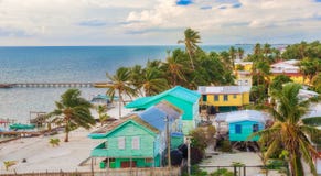Aerial View At Wooden Pier Dock And Ocean View At Caye Caulker B Royalty Free Stock Photography Aerial View At Wooden Pier Dock And Ocean View At Caye Caulker B Royalty Free Stock Photography