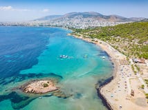Aerial view of the Beach of Kavouri in south Athens, Greece Royalty Free Stock Photos Aerial view of the Beach of Kavouri in south Athens, Greece Royalty Free Stock Photos