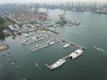 Aerial view of Boats at West Coast Park, Singapore Stock Image Aerial view of Boats at West Coast Park, Singapore Stock Image