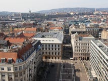 Aerial view of budapest city landscape showing cathedral square with buda palace and hills in the distance. Aerial view of budapest city landscape showing Stock Photos Aerial view of budapest city landscape showing cathedral square with buda palace and hills in the distance. Aerial view of budapest city landscape showing Stock Photos