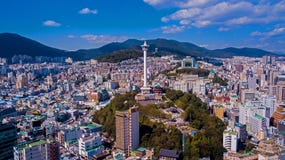 Aerial view of Busan city, South Korea. Aerial view from drone. stock image Aerial view of Busan city, South Korea. Aerial view from drone. stock image