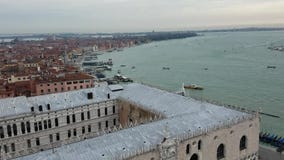 Aerial of Doge`s palace in Venice, Italy