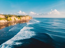 Aerial view of cliff, rocks and ocean in Bali Royalty Free Stock Images Aerial view of cliff, rocks and ocean in Bali Royalty Free Stock Images
