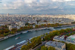 Aerial view from the Eiffel Tower of the River Seine Stock Images Aerial view from the Eiffel Tower of the River Seine Stock Images