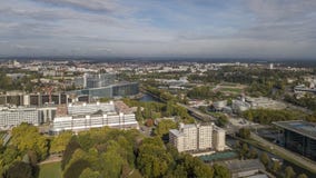 Aerial view of the European Quarter, Council of Europe and European Parliament in Strasbourg, France stock images Aerial view of the European Quarter, Council of Europe and European Parliament in Strasbourg, France stock images