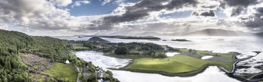Aerial view of Loch Laich with the view to Lismore stock image Aerial view of Loch Laich with the view to Lismore stock image