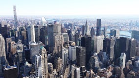 Aerial view of manhattan / Aerial view of the skyscrapers of Midtown Manhattan New York City royalty free stock images Aerial view of manhattan / Aerial view of the skyscrapers of Midtown Manhattan New York City royalty free stock images