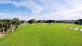 Aerial View Of Australian Public Park And Sports Oval, Taken At Henley Beach. Royalty Free Stock Image