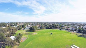 Aerial View Of Australian Public Park And Sports Oval, Taken At Henley Beach. Stock Photos