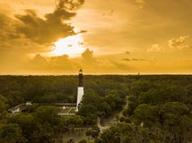 Aerial View Of Hunting Island Lighthouse Stock Image