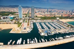 Aerial view of Port Olimpic. Barcelona