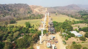 Aerial view of road construction site in Thailand