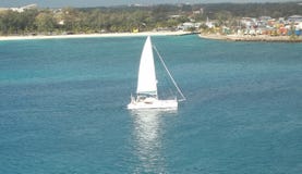 Aerial View Of A Sailing Boat In The Bahamas stock image Aerial View Of A Sailing Boat In The Bahamas stock image
