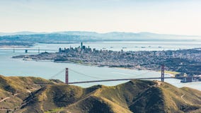 Aerial view of San Francisco and Golden Gate Bridge. royalty free stock photography Aerial view of San Francisco and Golden Gate Bridge. royalty free stock photography