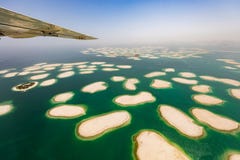 Aerial view of artificial World island in Dubai. Royalty Free Stock Images Aerial view of artificial World island in Dubai. Royalty Free Stock Images