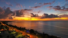 Aerial view of a sunrise on the beach. Great beach scene. royalty free stock photo Aerial view of a sunrise on the beach. Great beach scene. royalty free stock photo