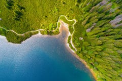 Aerial view of Tatra Mountains lake. royalty free stock images Aerial view of Tatra Mountains lake. royalty free stock images