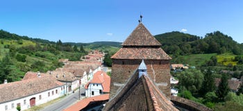 Aerial view of Valea Viilor Saxon village, Transylvania, Romania Stock Photos Aerial view of Valea Viilor Saxon village, Transylvania, Romania Stock Photos