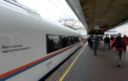 Aeroexpress Train Sapsan at the Leningrad station Moscow. Royalty Free Stock Images Aeroexpress Train Sapsan at the Leningrad station Moscow. Royalty Free Stock Images