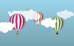 Aerostati di aria nel cielo paesaggio Illustrazione di vettore illustrazione di stock Aerostati di aria nel cielo paesaggio Illustrazione di vettore illustrazione di stock