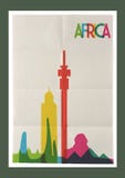 Affiche de vintage d'horizon de points de repère de l'Afrique de voyage illustration stock Affiche de vintage d'horizon de points de repère de l'Afrique de voyage illustration stock
