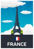 Affiche de voyage aux Frances Tour Eiffel Illustration plate de vecteur illustration stock Affiche de voyage aux Frances Tour Eiffel Illustration plate de vecteur illustration stock