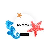 Affiche 2017 van de de zomertijd met zeester seahorse hand geschilderde getrokken waterverf vector illustratie Affiche 2017 van de de zomertijd met zeester seahorse hand geschilderde getrokken waterverf vector illustratie