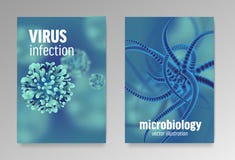 Affiches over de microbiologie en virussen 3d microscopische bacteriën royalty-vrije illustratie Affiches over de microbiologie en virussen 3d microscopische bacteriën royalty-vrije illustratie