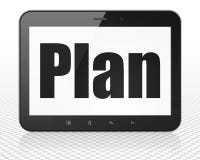 Affärsidé: MinnestavlaPCdator med plan på skärm stock illustrationer Affärsidé: MinnestavlaPCdator med plan på skärm stock illustrationer