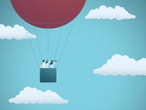 Affärslagflyg i ballong för varm luft Symbol av den affärsvision, beskickningen, strategi och teamwork vektor illustrationer Affärslagflyg i ballong för varm luft Symbol av den affärsvision, beskickningen, strategi och teamwork vektor illustrationer