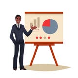 Affärsman som ger presentation genom att använda ett bräde vektor illustrationer Affärsman som ger presentation genom att använda ett bräde vektor illustrationer