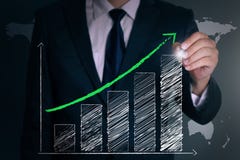 Affärsmanhandattraktion en positiv graf arkivfoton Affärsmanhandattraktion en positiv graf arkivfoton