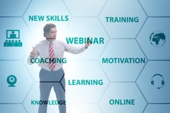 Affärsmannen i online-webinar begrepp royaltyfri bild Affärsmannen i online-webinar begrepp royaltyfri bild