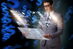 Affärsmannen i stort begrepp för dataledning royaltyfria foton Affärsmannen i stort begrepp för dataledning royaltyfria foton