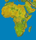 Africa, Map, Relief, Land Royalty Free Stock Photography