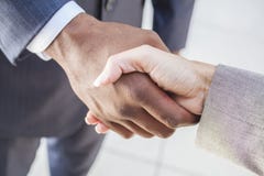 African American Businessman & Woman Shaking Hands royalty free stock photos African American Businessman & Woman Shaking Hands royalty free stock photos