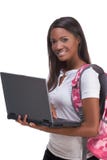 African American College student with laptop PC