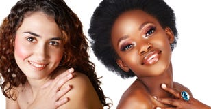 African And Caucasian Woman Stock Photo