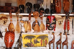 African craft items for sale at the market in Iringa in Tanzania stock photo African craft items for sale at the market in Iringa in Tanzania stock photo