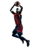 African man basketball player jumping throwing silhouette