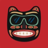 Afrikaans masker op een rode achtergrond Vector grafiek royalty-vrije illustratie Afrikaans masker op een rode achtergrond Vector grafiek royalty-vrije illustratie