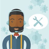 Afrikaanse exploitant met hoofdtelefoon als klantendienst stock illustratie Afrikaanse exploitant met hoofdtelefoon als klantendienst stock illustratie