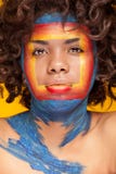 Afro American Girl With A Square Beauty Make Up On Her Face Stock Photos
