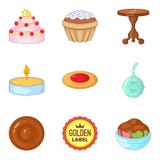 Afternoon Tea Icons Set, Cartoon Style Stock Photography
