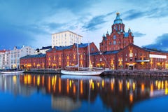 Aftonlandskap av Helsingfors, Finland arkivbilder Aftonlandskap av Helsingfors, Finland arkivbilder